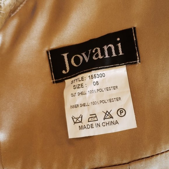 Jovani Beaded Silky Chiffon Gown Gold/Tan, Size 8 - Picture 7 of 13